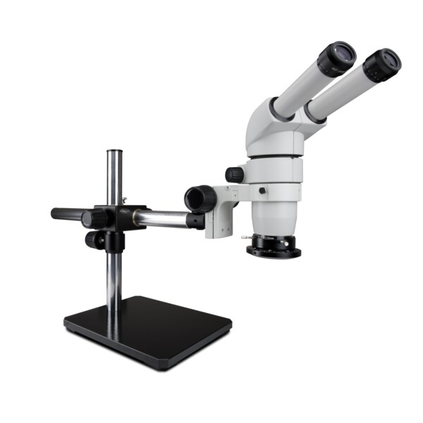 20 Degree Head Stereo Zoom Microscope With LED Ring On Single Arm Stand